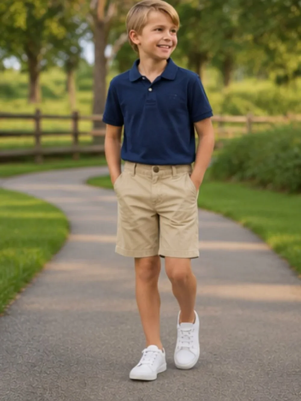 OshKosh - Boys Size 8 Khaki Shorts Adjustable Waist Casual Chino
